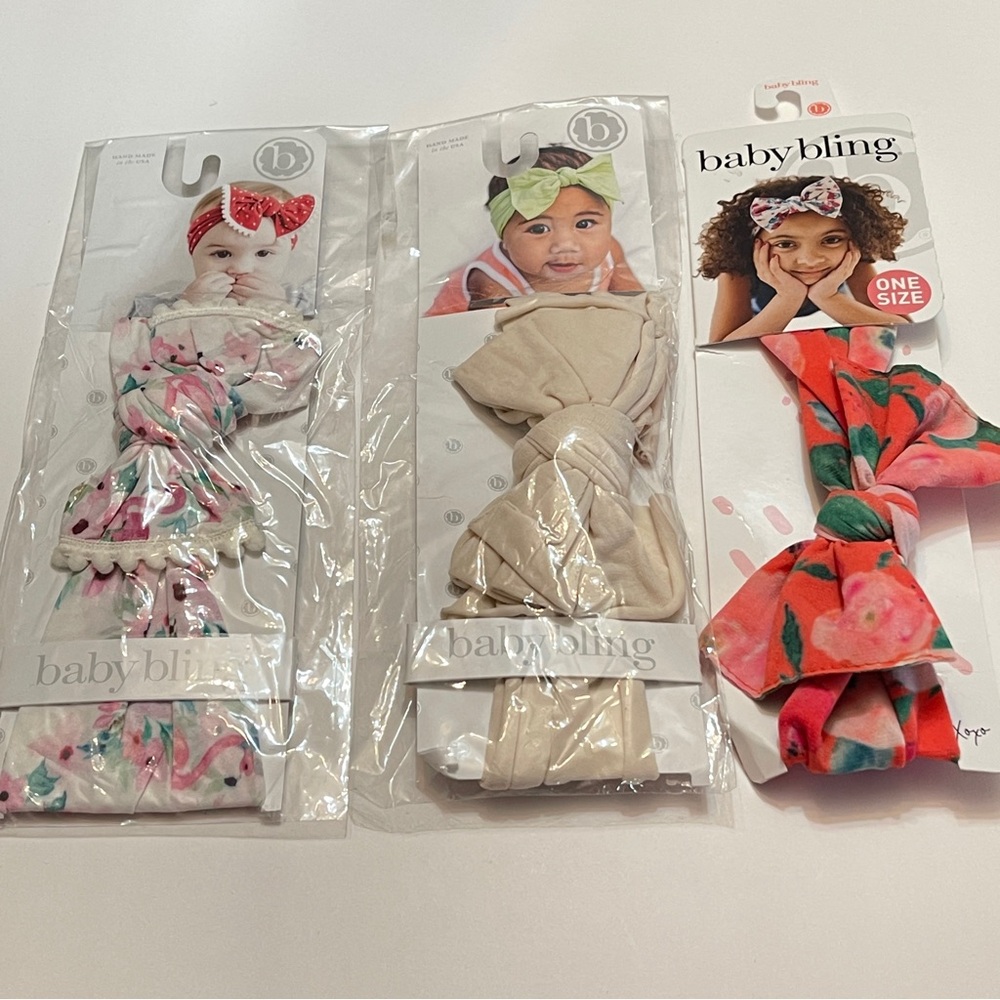 Baby Bling Girls Headband Bundle Set - Pink, Cream, Floral